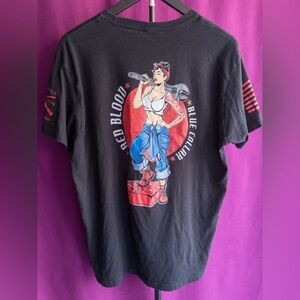 Grunt Style Red Blood Blue Collar Graphic T Shirt Size Large Black Patriotic